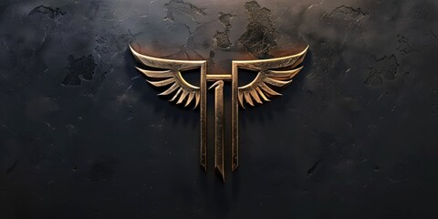 Poster - A striking gold and black logo with wings. Perfect for branding and corporate identity