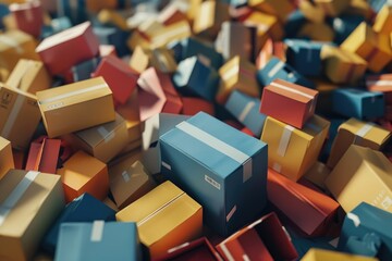 Poster - A pile of colorful boxes stacked on top of each other. Ideal for business or organization concepts