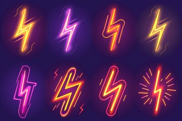 Poster - A set of colorful neon signs for various uses
