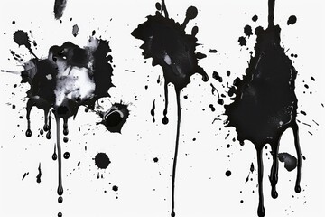 Poster - Black ink splattered on a white surface. Suitable for graphic design projects