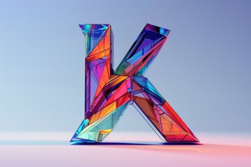 Poster - Glass letter K made up of different colors. Suitable for graphic design projects