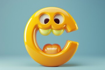 Poster - A bright yellow smiley face emoji, perfect for digital communication
