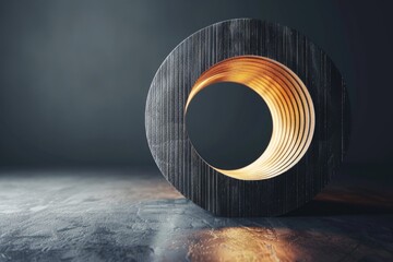 Aufkleber - A wooden object on a table with a black background. Perfect for product displays