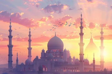 Poster - A large white building with numerous spires, suitable for architectural designs