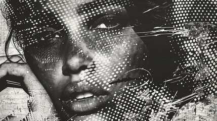 Poster - Close-up portrait of a woman in monochrome, versatile image for various projects