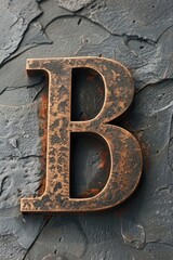 Poster - Close up shot of the letter B on metal surface. Suitable for design projects