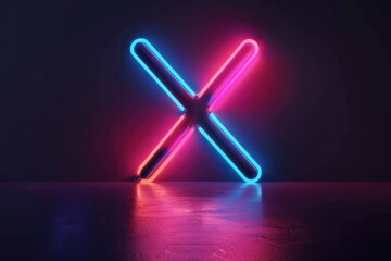 Poster - A neon sign displayed on a table. Perfect for advertising or decoration