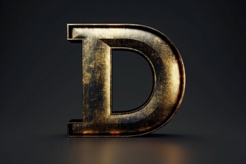 Canvas Print - A golden letter D on a sleek black background. Perfect for branding and design projects