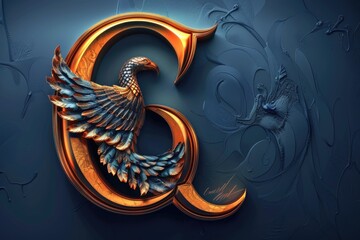 Poster - A golden letter with a bird on top, suitable for various designs