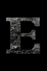Aufkleber - Black and white photo of the letter E, suitable for educational materials or graphic design projects
