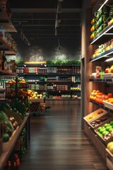 Poster - A variety of fresh fruits and vegetables in a grocery store. Perfect for food and health-related projects