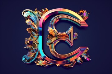 Poster - Letter C made out of colored paper, suitable for educational and craft projects
