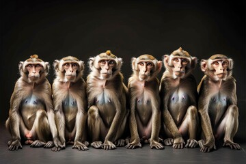 Poster - A group of monkeys sitting together. Perfect for wildlife and animal themes