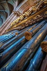 Canvas Print - A bunch of pipes inside a building, suitable for construction projects