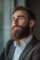 Aufkleber - A detailed shot of a man with a beard. Suitable for various concepts and projects