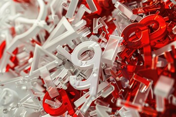 Poster - A pile of red and white letters, suitable for various design projects