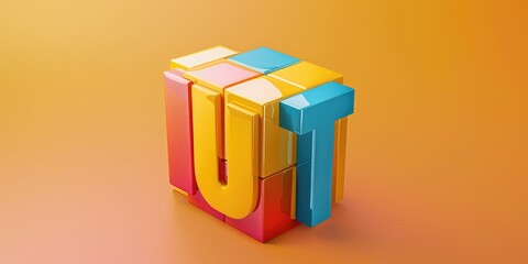 Poster - Vibrant block with the letter U, suitable for educational and design projects