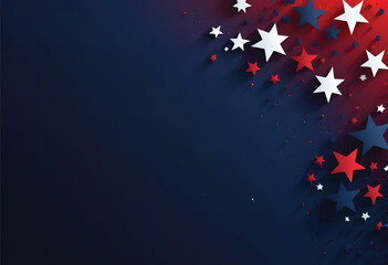 a blue background with red, white and blue stars on the top right corner