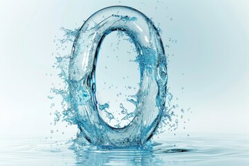 Poster - A creative number zero made out of water splashing into the water. Suitable for educational and artistic projects