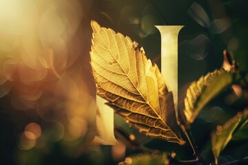 Aufkleber - Detailed close up of a leaf on a branch. Suitable for nature themes