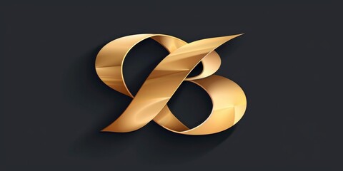 Poster - Elegant golden ribbon against a sleek black backdrop. Ideal for luxury design projects