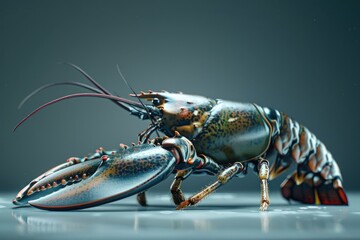Poster - A close up of a lobster on a table, suitable for seafood restaurant menus