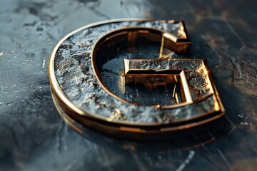 Aufkleber - Detailed shot of the letter G on metal surface, suitable for industrial and educational concepts