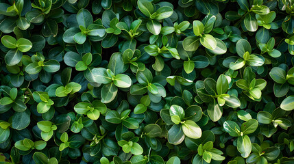 Top view small green leaves in hedge wall texture background. Close Up green hedge plant in garden. Natural backdrop. Eco evergreen hedge wall. texture