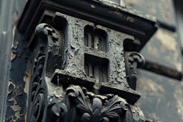 Poster - Detailed shot of a clock on a building. Suitable for time management concepts