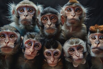 Poster - A group of monkeys sitting together. Perfect for nature or wildlife themes