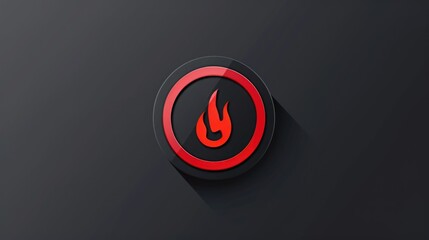 Poster - A red and black fire symbol on a black background. Suitable for various design projects