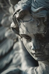 Poster - Detailed view of a serene angel statue, suitable for religious or memorial themes