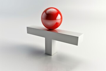Poster - Red ball placed on top of a white object, suitable for various concepts