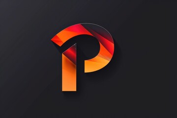 Poster - A vibrant red and orange logo featuring the letter P. Ideal for branding and marketing purposes