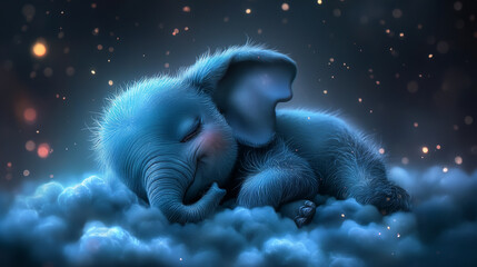 Wall Mural - elephant sleeps in the clouds