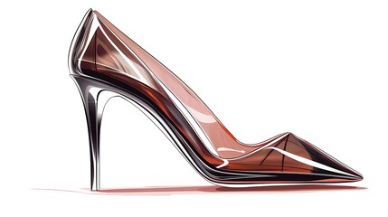 Wall Mural - Illustrate elegant high-heeled shoes, capturing the curve of the heel and the sleek lines.