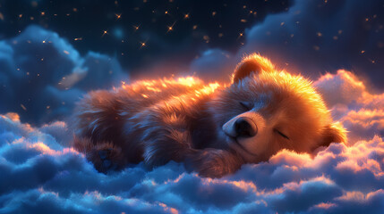 Wall Mural - bear sleeps in the clouds