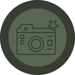 Canvas Print - Camera Line Green Circle Icon