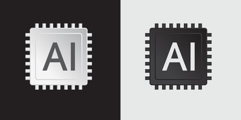 Poster - AI chipset icon. Artificial intelligence technology concept design, Machine learning and generated by processor chip, Vector illustration for banner and web template.