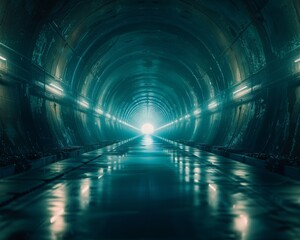 Wall Mural - A tunnel with a bright light shining through it