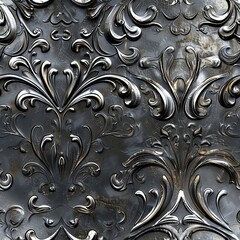 Canvas Print - Antique embossed silver texture, seamless tile pattern