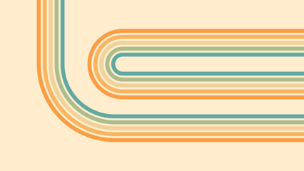 Wall Mural - abstract background of rainbow groovy wavy line design in 1970s hippie retro style. vector pattern r