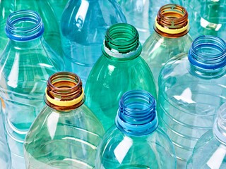 Canvas Print - plastic bottle water container recycling waste environment empty drink beverage