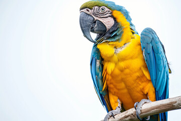 Wall Mural - blue and yellow macaw,Immerse yourself in the vibrant beauty of nature with a captivating close-up of a blue and yellow macaw parrot perched gracefully on a branch