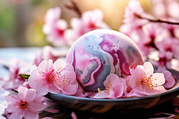 Poster - pink cherry blossom in a bowl