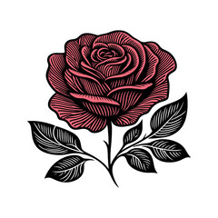 Poster - Flat  vector  rose flower silhouette design template illustration