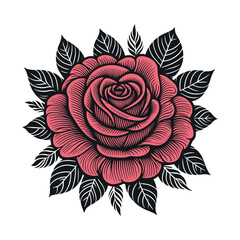 Wall Mural - Flat  vector  rose flower silhouette design template illustration