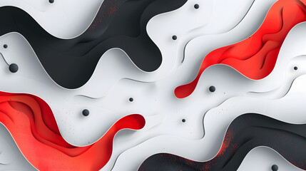 Wall Mural - Abstract background with red and black shapes isolated on white background, realistic, png
