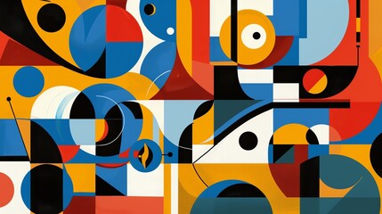Poster - Abstract geometric shapes in a colorful and vibrant pattern.