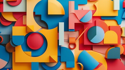 Poster - This is a colorful abstract background image. It features a variety of geometric shapes, including circles, squares, and rectangles.